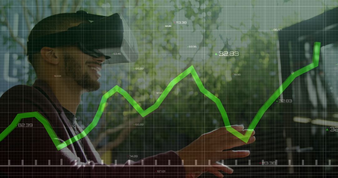 Young Man Analyzing Data in Virtual Reality