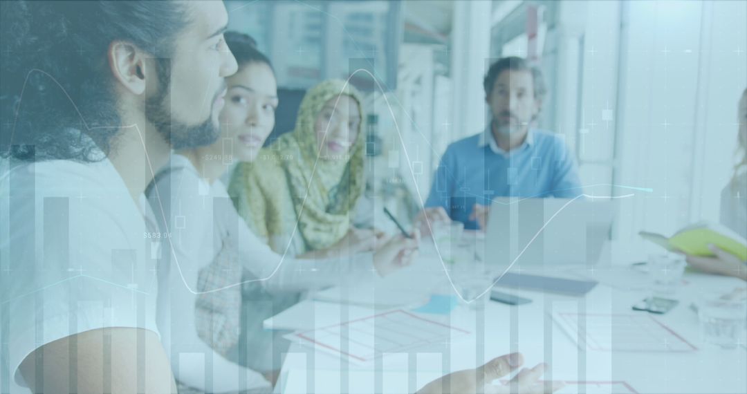 Diverse Team Discussing Global Business Insights in Modern Office