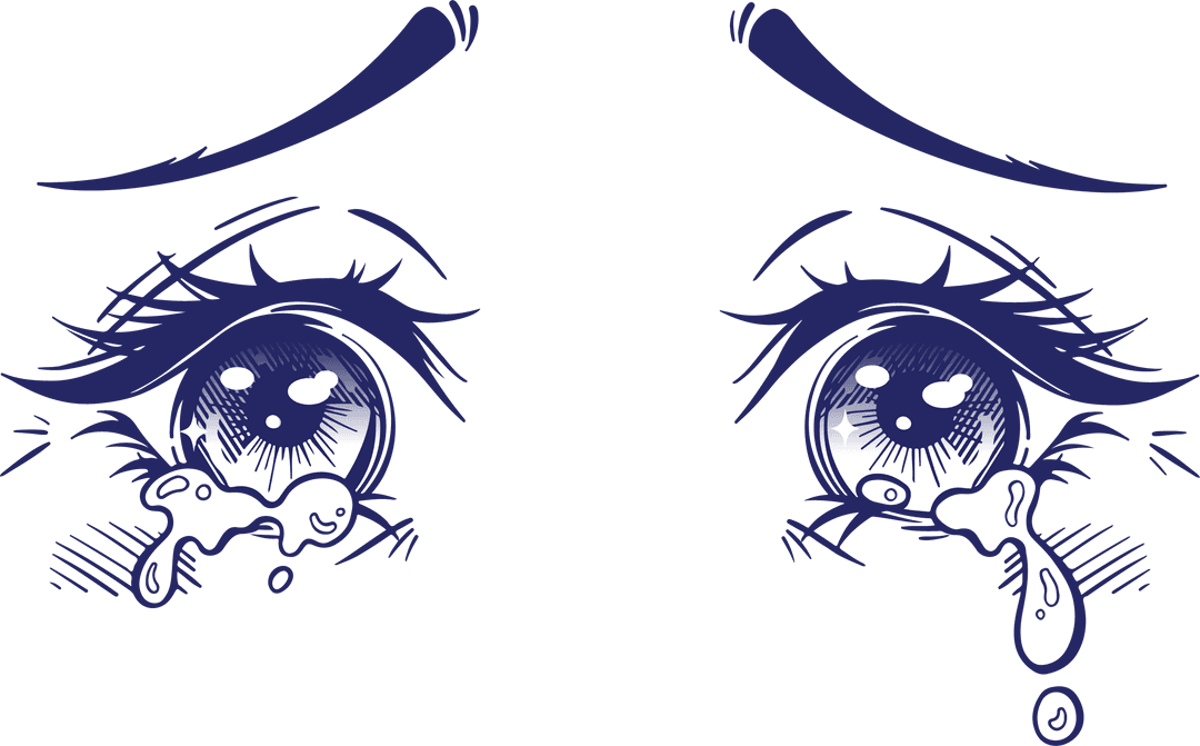Transparent Anime Tears Illustrating Emotional Expression