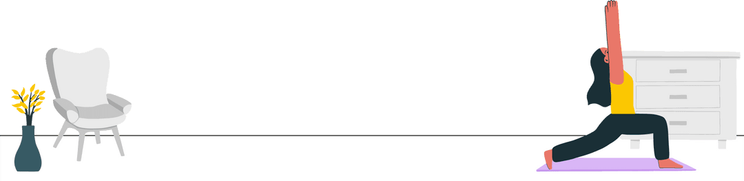 Transparent Flat Design Yoga Pose in Minimalist Interior Setting