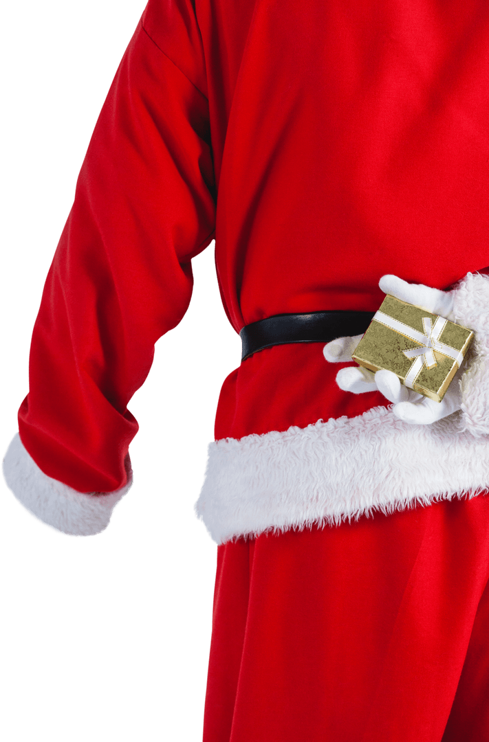 Santa Hiding Gift Behind Back Transparent Surprise