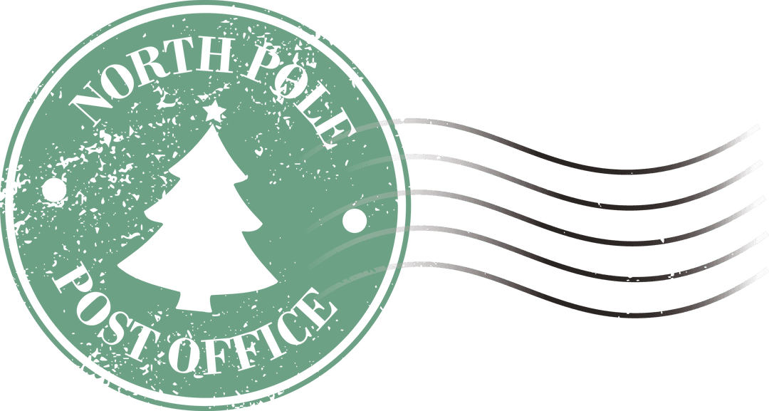 Christmas Tree Stamp from North Pole Post on Transparent Background