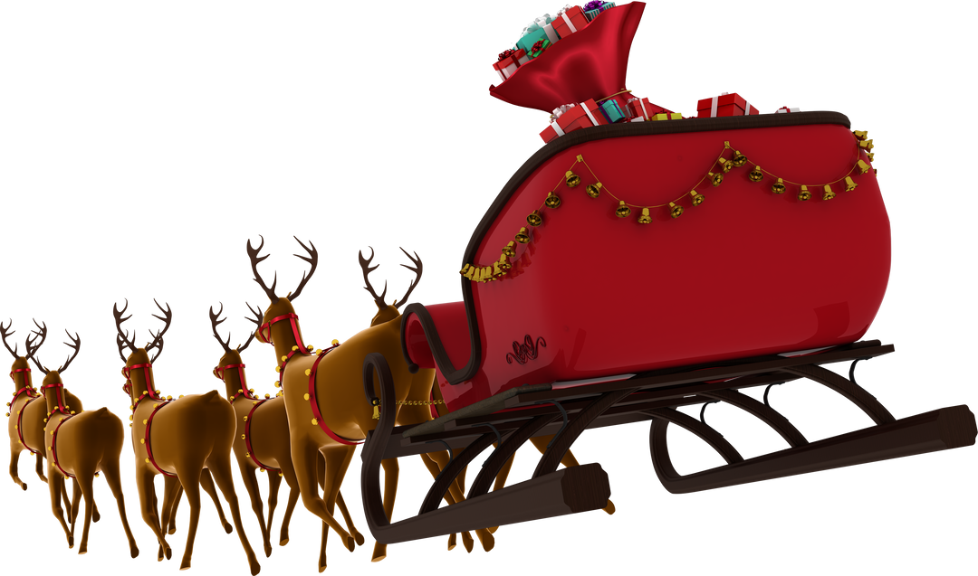 Transparent Christmas Sleigh and Reindeer with Presents - Download Free Stock Images Pikwizard.com