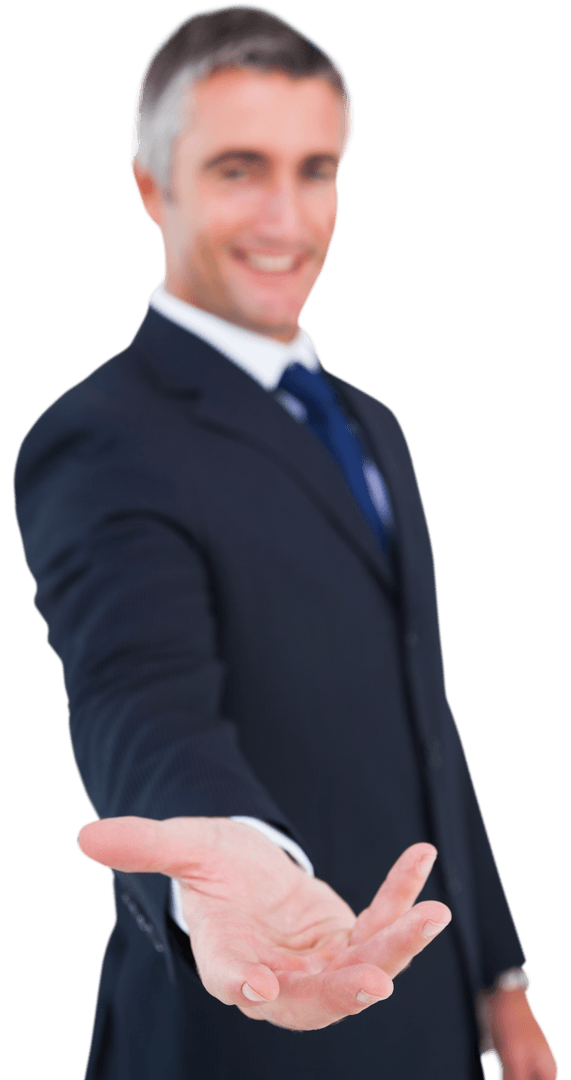 Confident Businessman Gesturing Transparent Background