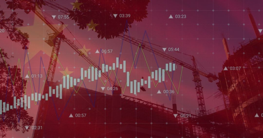Digital Financial Data Overlay on Chinese Construction Site