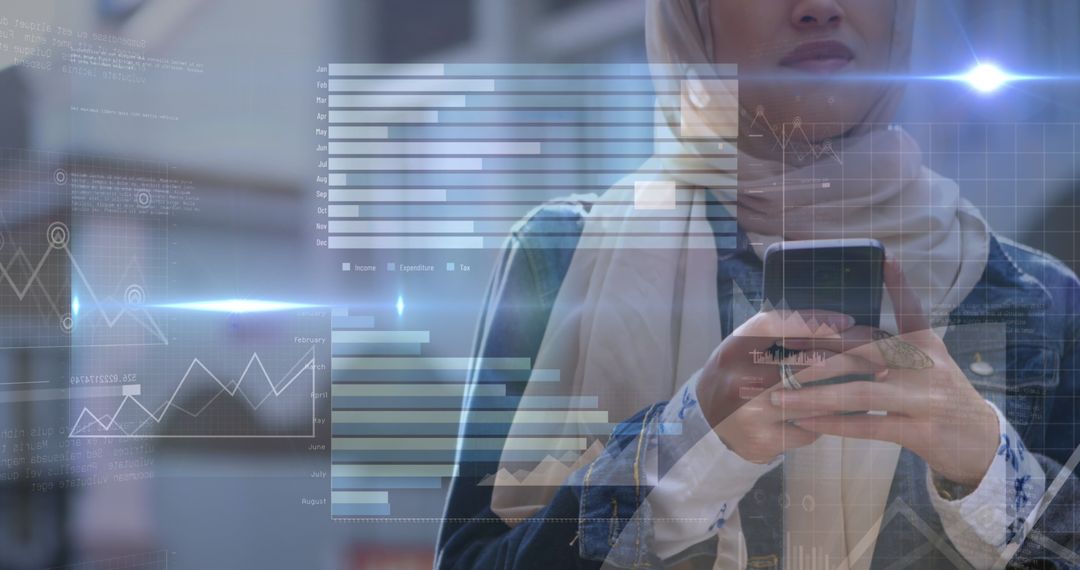 Futuristic Technology Concept with Woman Using Smartphone