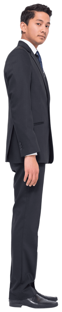 Transparent Businessman Staring Intently in Formal Suit
