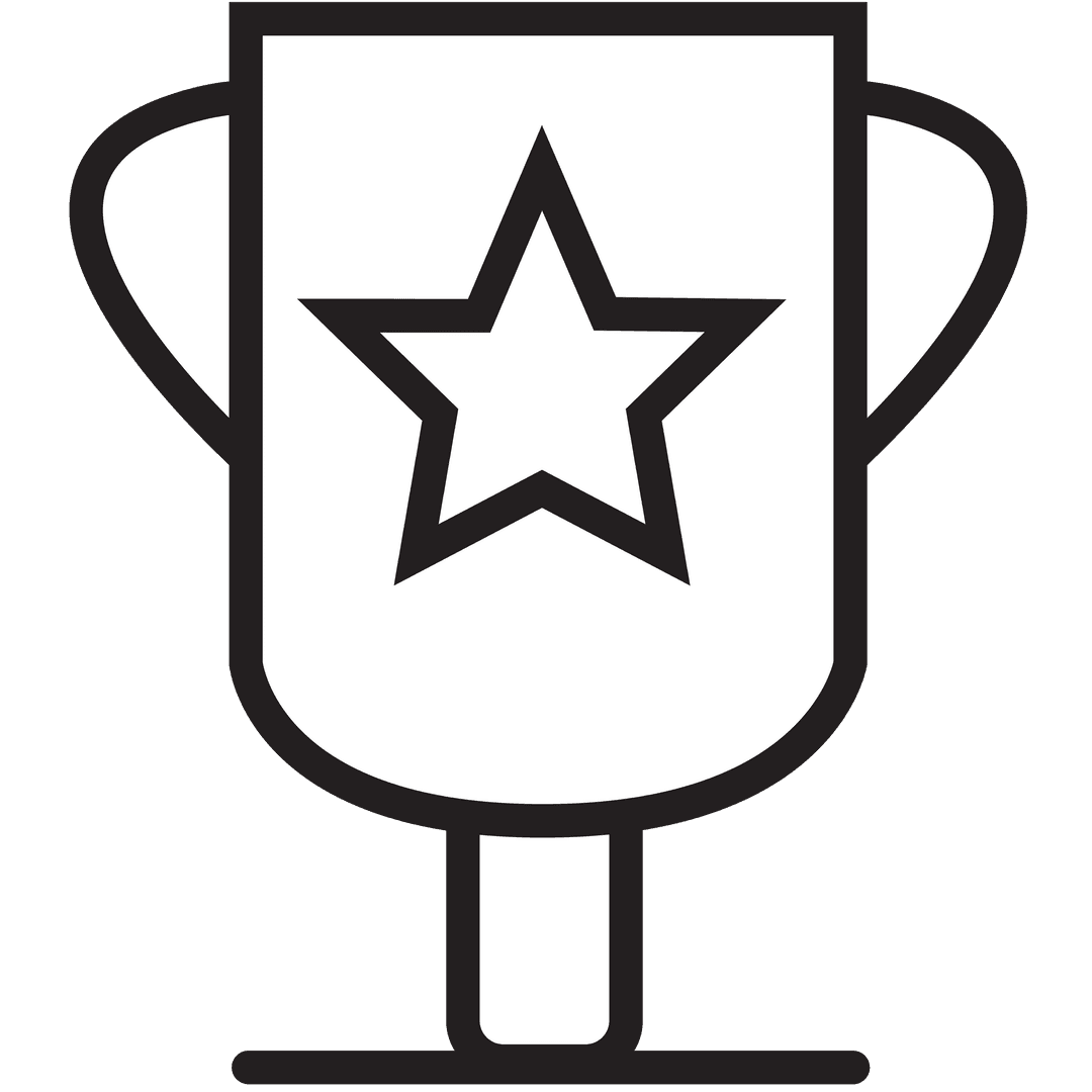 Transparent Icon of Trophy with Star Symbol