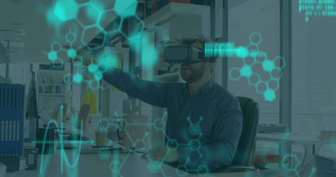 Businessman Using VR for Digital Interface Technology