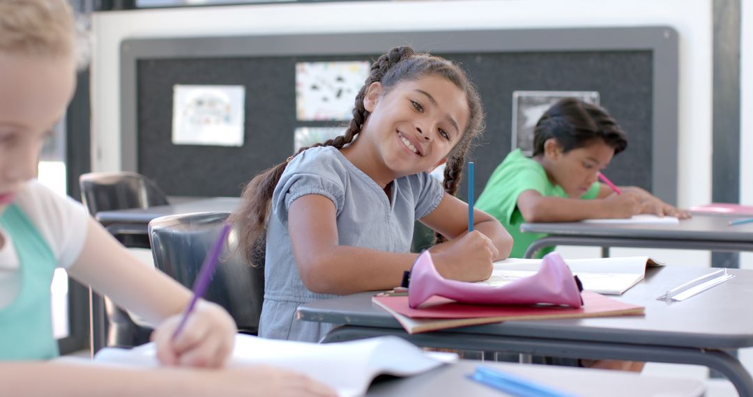 Engaged Elementary Students in Class Focused on Learning