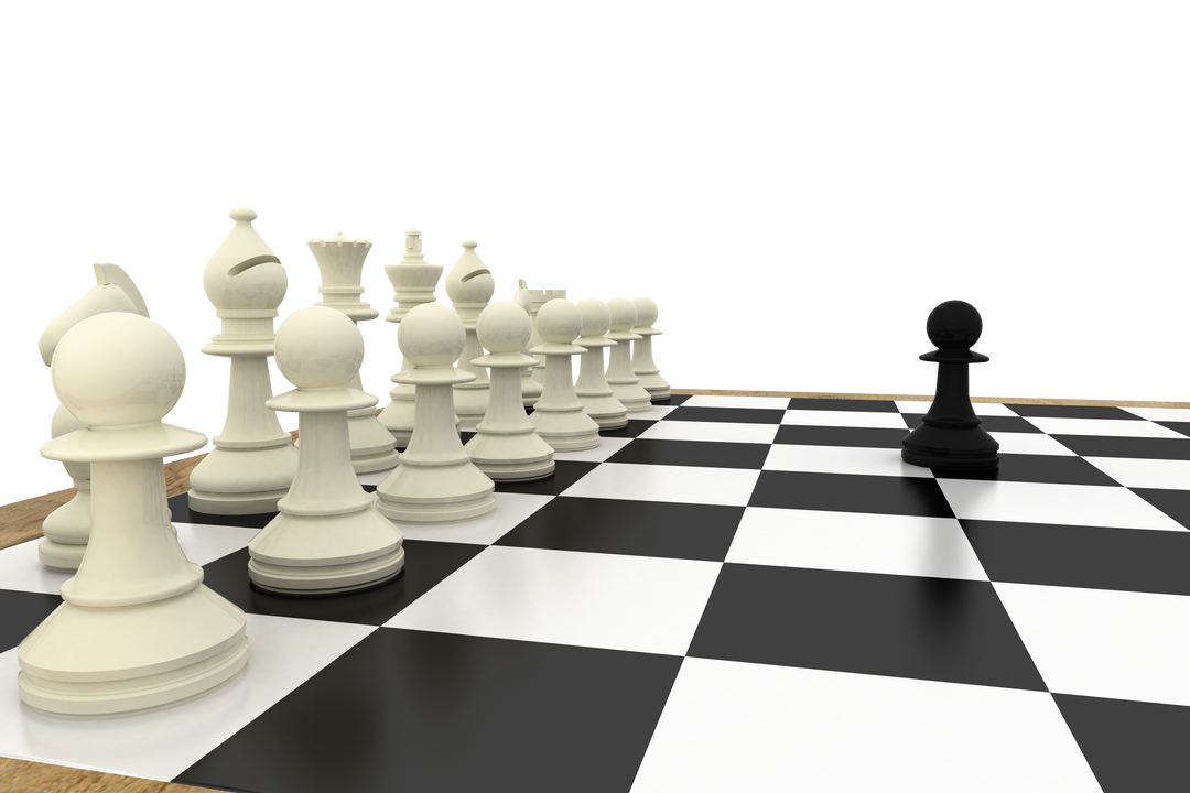 Black Pawn Versus White Pieces on Transparent Chessboard - Download Free Stock Images Pikwizard.com