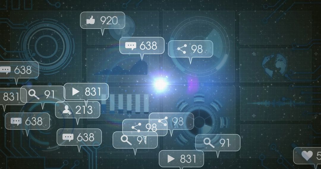Social Media Metrics Interface with Holographic Data Visualization