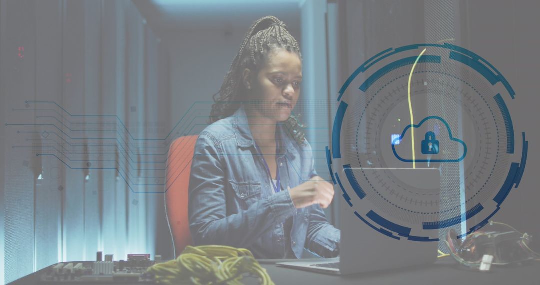 Engineer Managing Digital Security in Modern Data Center