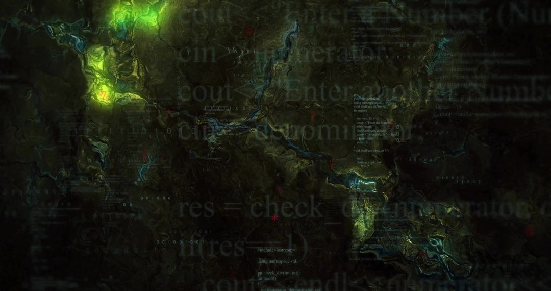 Futuristic Topographic Map with Glowing Green Hotspots