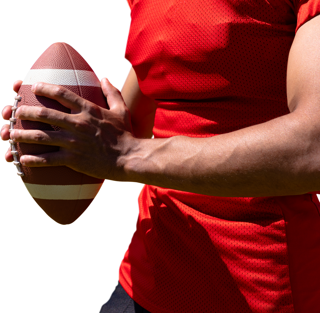 Transparent American Football Player Midsection Holding Ball - Download Free Stock Images Pikwizard.com