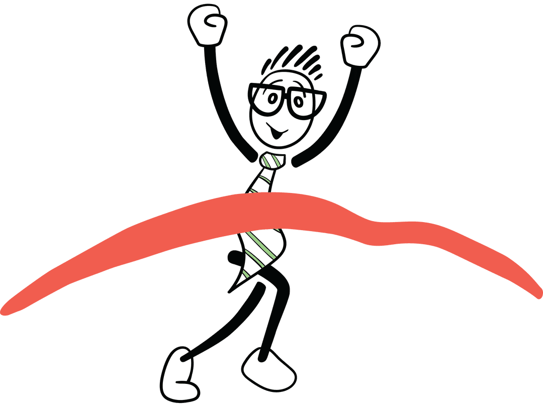 Transparent Cartoon Character Celebrating Race Victory