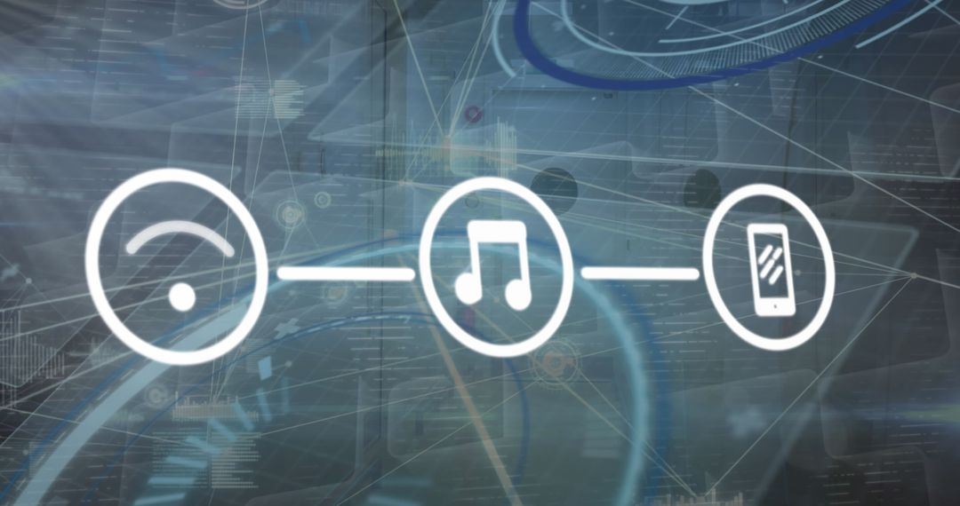 Digital Connectivity with Media Icons and Data Processing