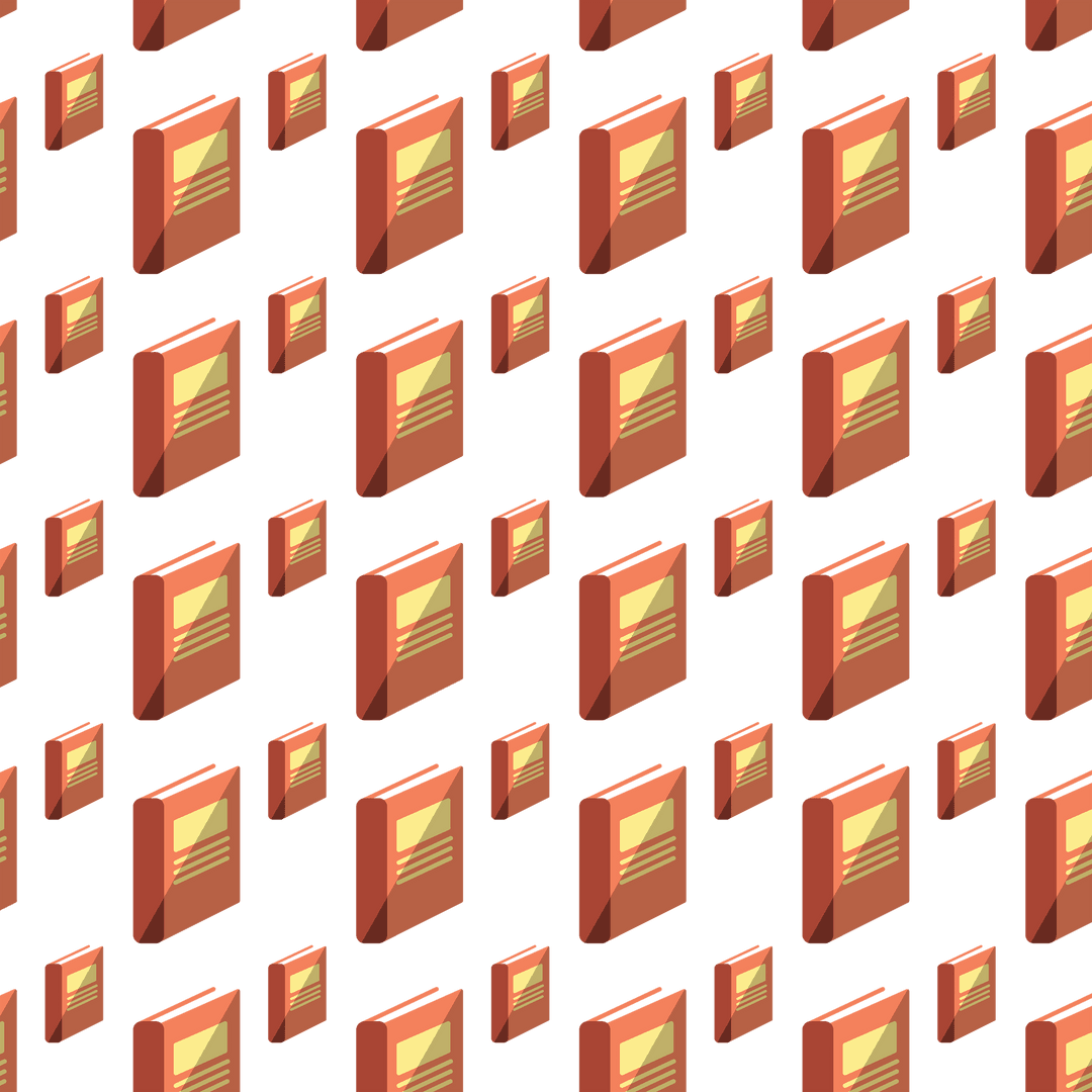 Seamless Transparent Pattern: Orange Books Isolated Repeating on Neutral Background