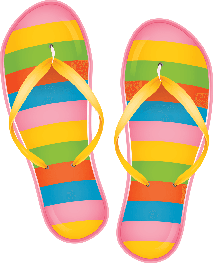 Colorful Flip Flops Illustration on Transparent Background PNG