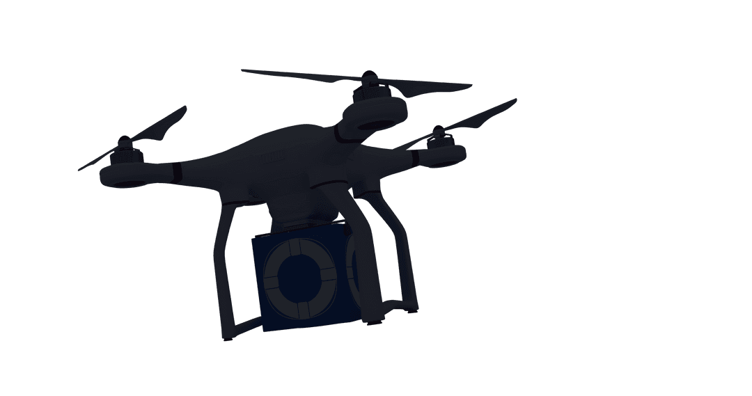 Transparent Delivery Drone with Camera Floating Mid-Air