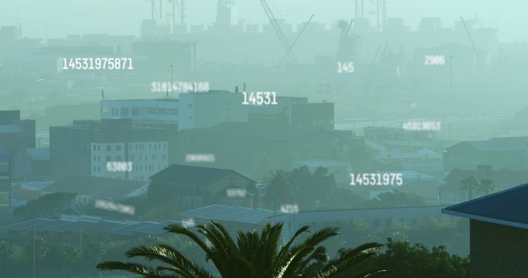 Digital Data Overlay on Bustling Urban Cityscape