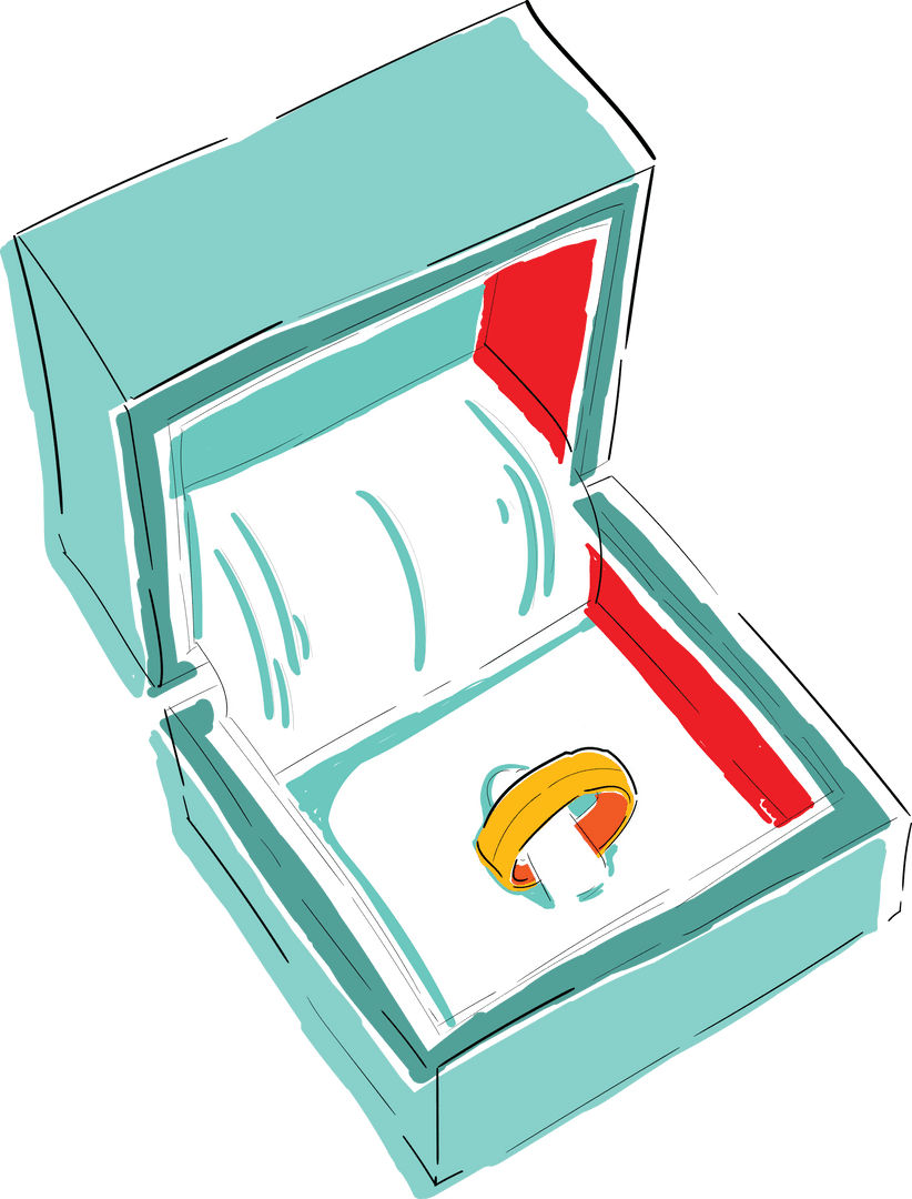 Layered Vector Engagement Ring in Gift Box on Transparent Background