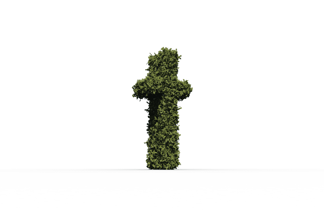 Leaf-Covered Cross with Transparent Background in Christian Theme