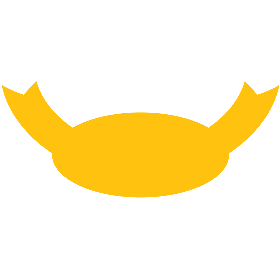 Yellow Vector Badge with Horns on Transparent Background