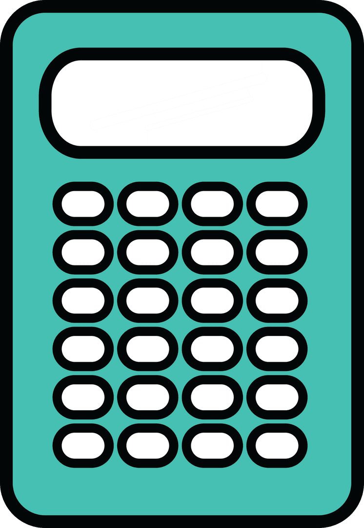 Blue and White Digital Calculator with Copy Space on Transparent Background