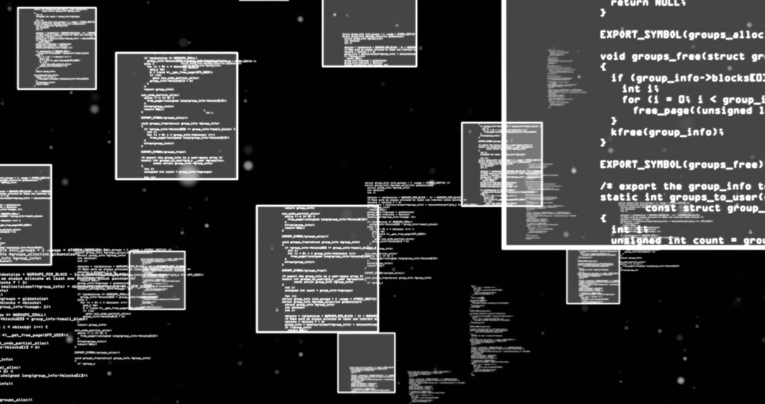Digital Data Processing on Black Background