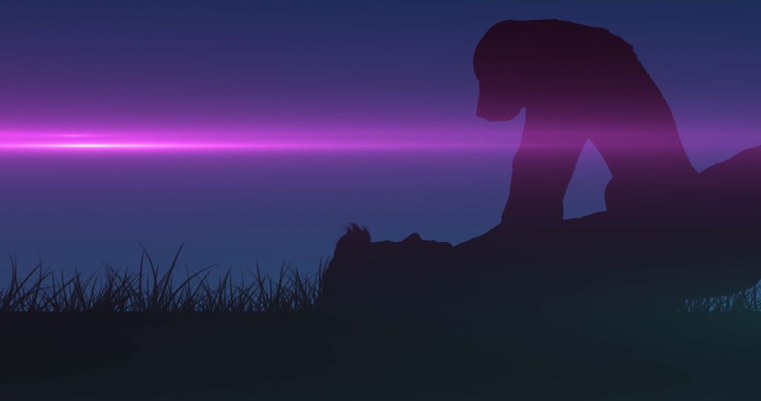 Mystical Animal Encounter at Twilight with Colorful Gradient