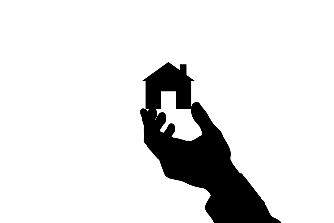 Transparent Hand Holding House Silhouette