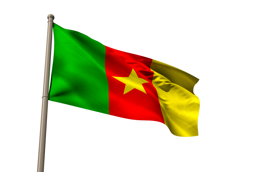 Cameroon Flag Waving on Transparent Background Illustration