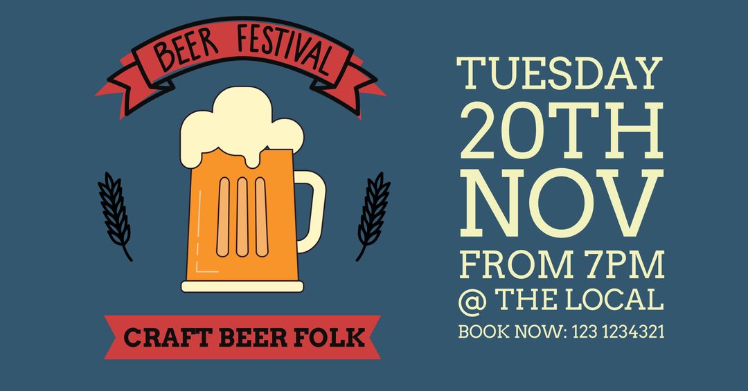 Beer Festival Poster with Frothy Beer Mug and Event Details