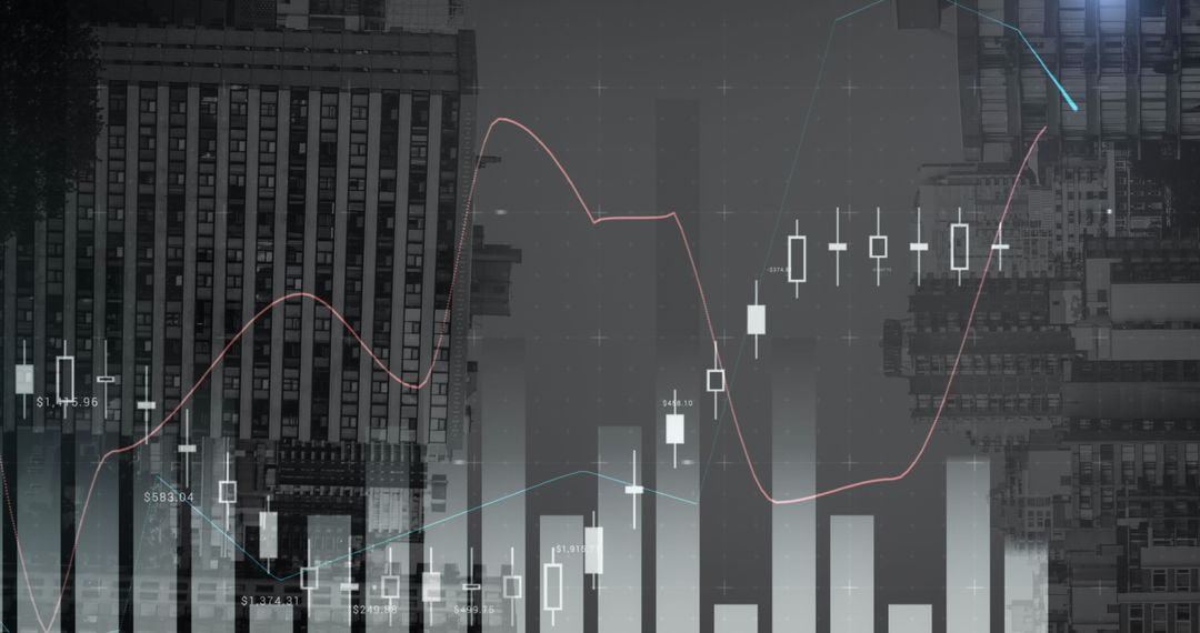 Mixed Reality of Financial Growth Charts and Cityscape