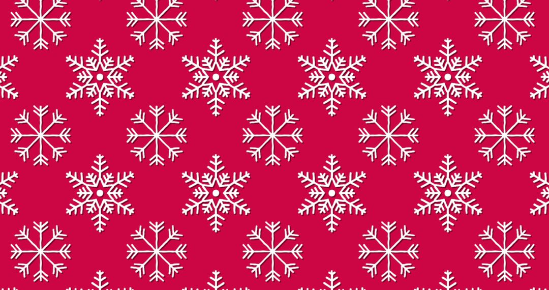 Seamless Red Background with White Snowflakes