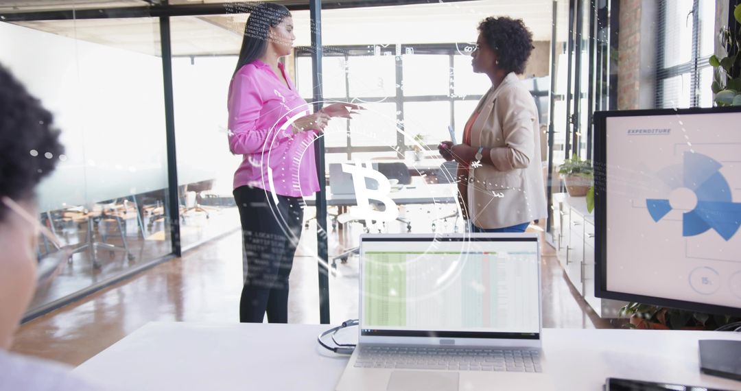 Professionals Collaborating in Modern Office with Digital Insights