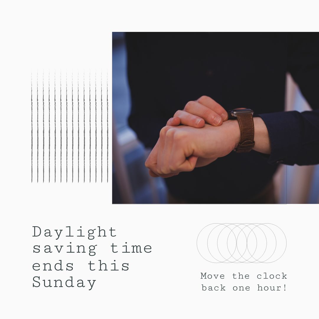 Daylight Saving Time Reminder with Businessman Adjusting Watch