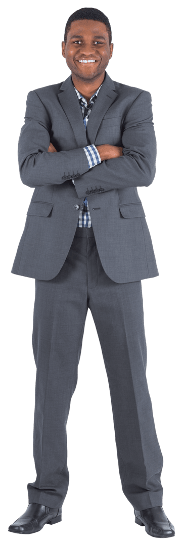 Transparent Confident Businessman Smiling with Arms Crossed
