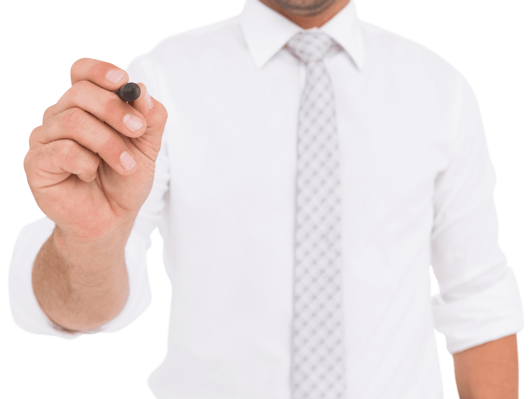Transparent Midsection of Male Executive Writing with Marker