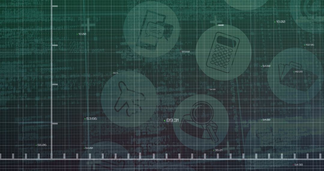 Digital Interface Overlay Displaying Multifunctional Icons