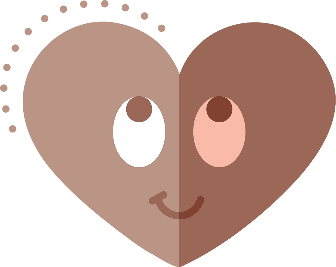 Cute Smiling Brown Heart on Transparent Background