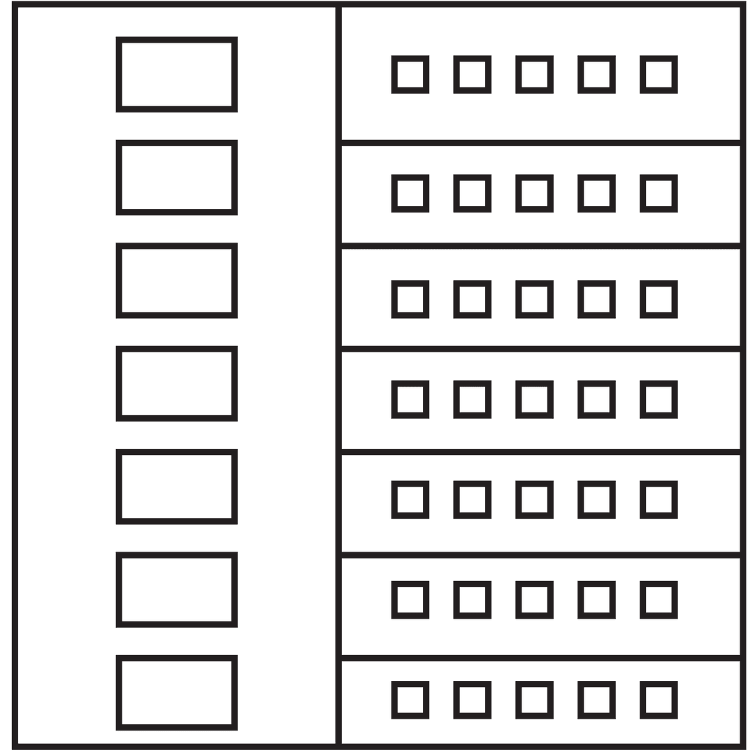 Transparent Black Vector Building Illustration with Windows