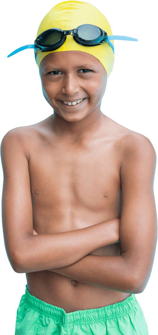 Transparent Smiling Boy Ready for Swim Adventure