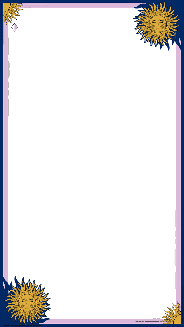 Vintage Sun-Themed Frame with Golden Icons and Transparent Background