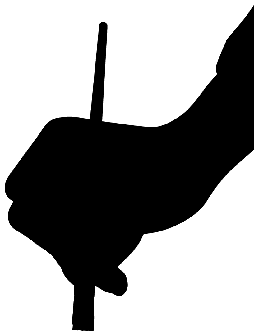 Silhouette of Hand Holding Art Brush on Transparent Background