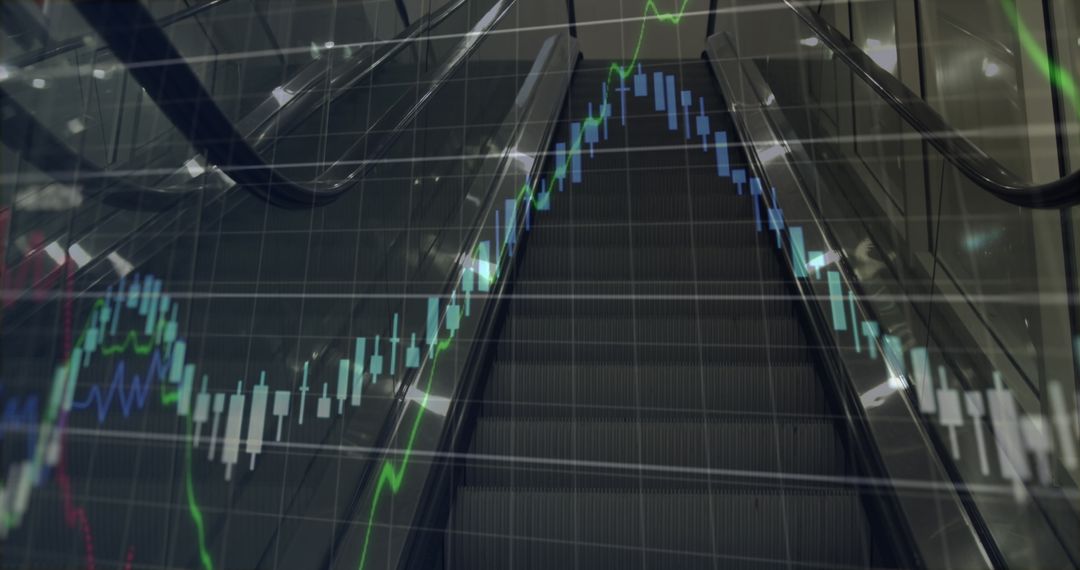 Dynamic Financial Graphs Superimposed on an Escalator
