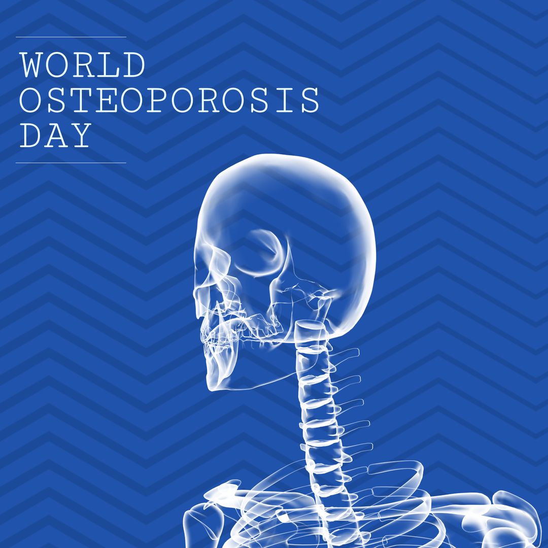 World Osteoporosis Day Awareness Banner with Digital Skeleton on Blue Background - Download Free Stock Templates Pikwizard.com