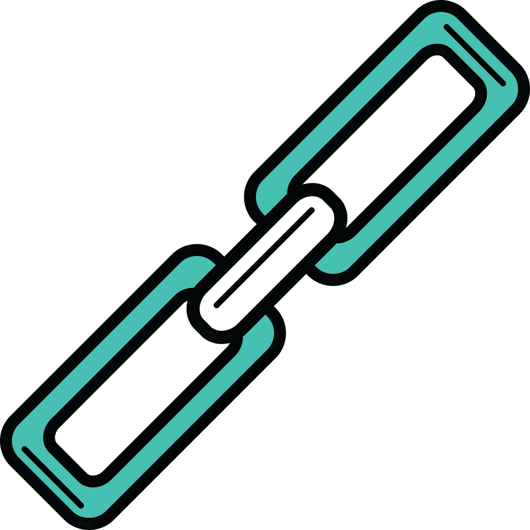 Digital Blue Chain Link Icon on Transparent Background