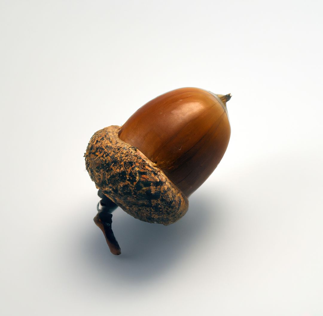 Close up of brown acorn laying on white backrgound - Free Images, Stock Photos and Pictures on Pikwizard.com